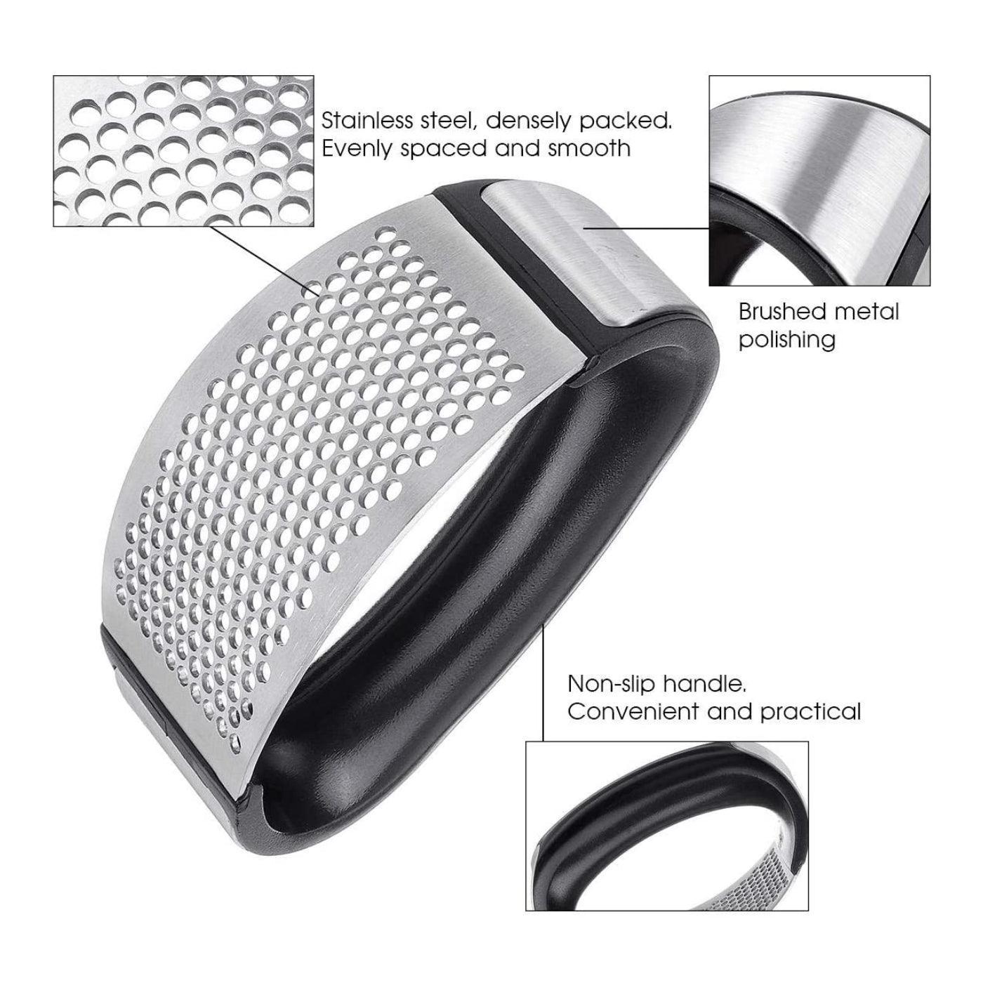Stainless Steel Garlic Masher Press Crusher Squeezer Masher Kitchen Gadget - Silver