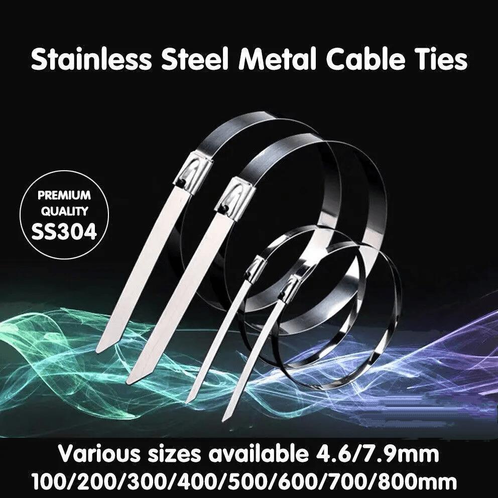 20X Stainless Steel Cable Ties S304 Marine Grade Zip Strap Locking Wrap 100-800Mm - 7.9*800mm