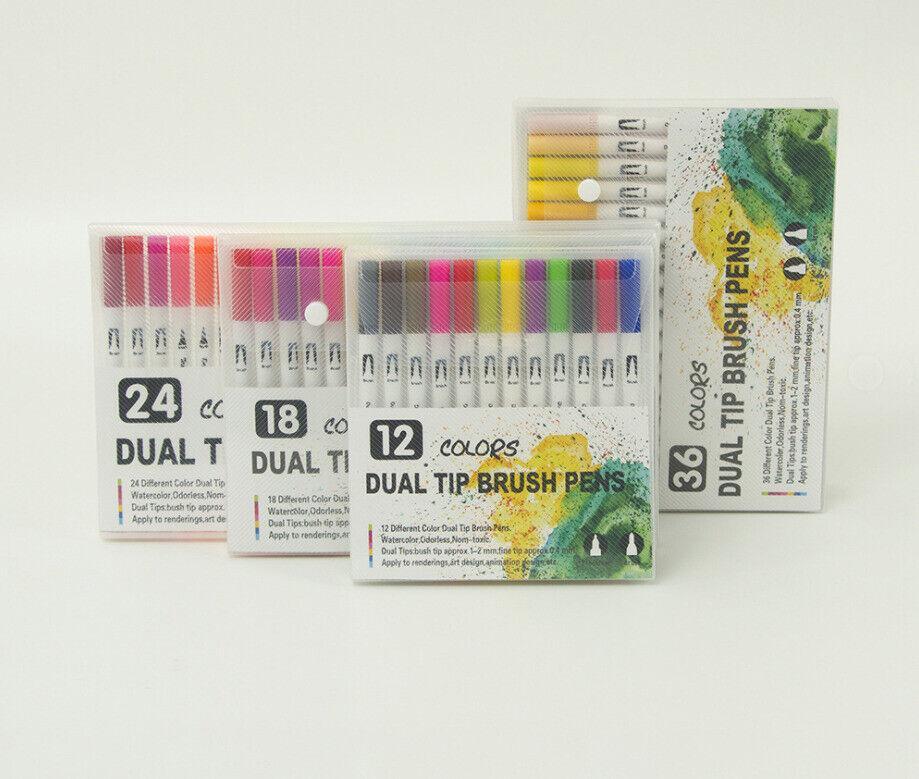 12-120 Watercolor Brush Pen Set Artist Sketch Marker - White-120 Colours