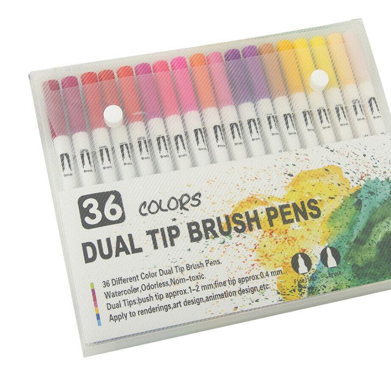 12-120 Watercolor Brush Pen Set Artist Sketch Marker - White-120 Colours