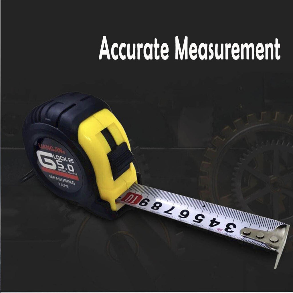 Steel Measuring Tape with Lock Rubber Grip Metric and Inch Ruler 3M 5M 10M - 5M