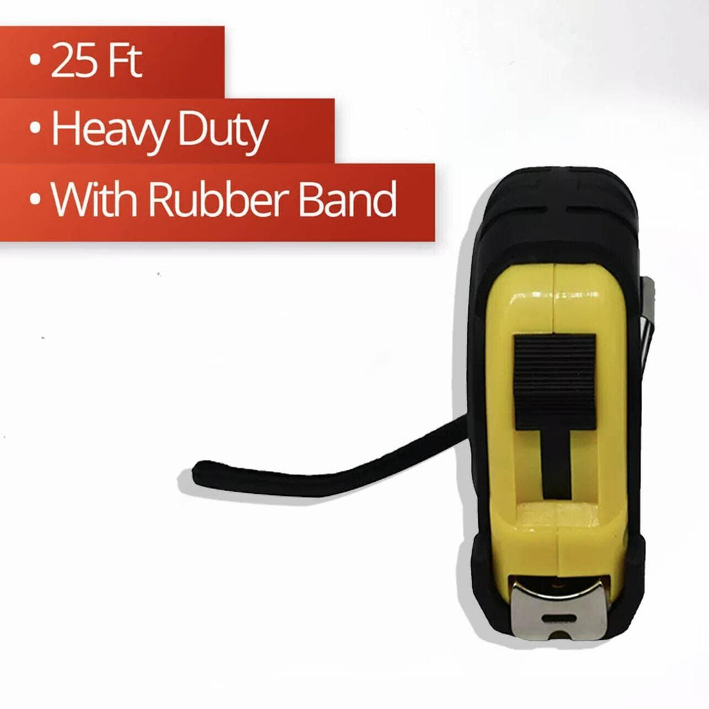 Steel Measuring Tape with Lock Rubber Grip Metric and Inch Ruler 3M 5M 10M - 5M