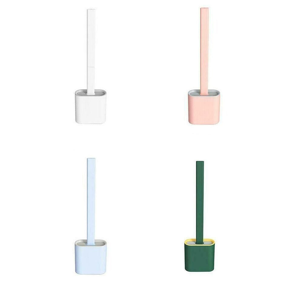 TPR Toilet Brush Set Silicone-Like Head with Holder Wall Mounted Detachable Handle - Pink * 1 Unit
