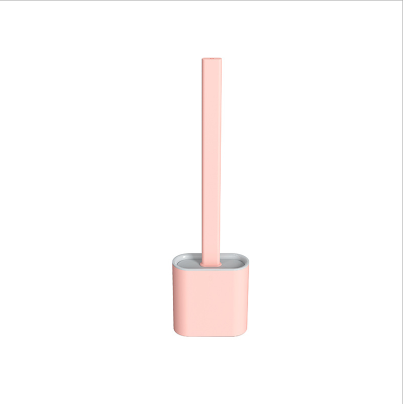 TPR Toilet Brush Set Silicone-Like Head with Holder Wall Mounted Detachable Handle - Grey * 1 Unit
