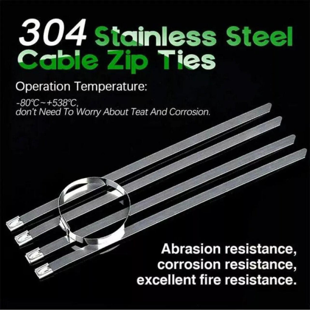 20X Stainless Steel Cable Ties S304 Marine Grade Zip Strap Locking Wrap 100-800Mm - 7.9*400mm