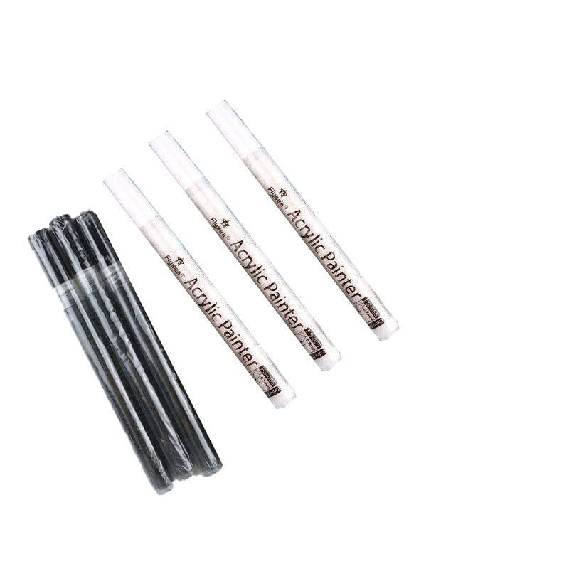Flysea 12-80 Colours Acrylic Paint Pens Painting Stone Ceramic Glass Markers 0.7 - Black*6 Set