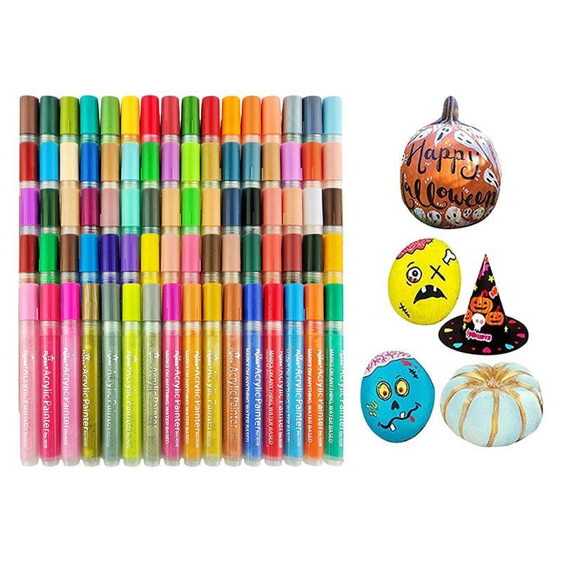 Flysea 12-80 Colours Acrylic Paint Pens Painting Stone Ceramic Glass Markers 0.7 - Gold*3+Silver*3 Set