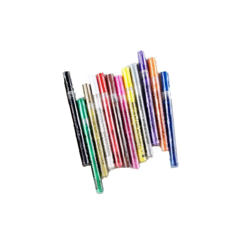 Flysea 12-80 Colours Acrylic Paint Pens Painting Stone Ceramic Glass Markers 0.7 - Gold*3+Silver*3 Set
