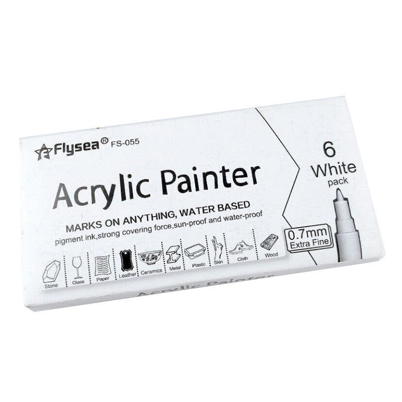 Flysea 12-80 Colours Acrylic Paint Pens Painting Stone Ceramic Glass Markers 0.7 - Gold*3+Silver*3 Set