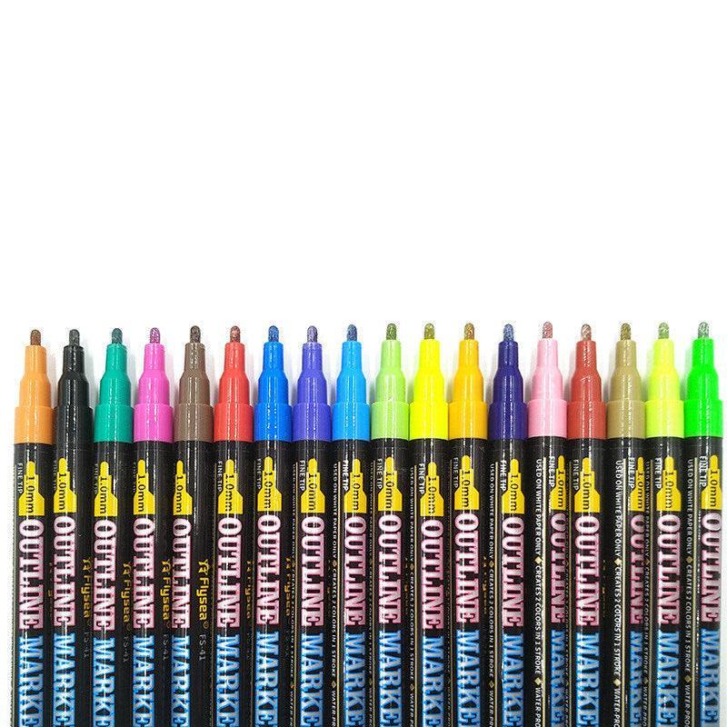 Flysea 12-80 Colours Acrylic Paint Pens Painting Stone Ceramic Glass Markers 0.7 - White*6 Set