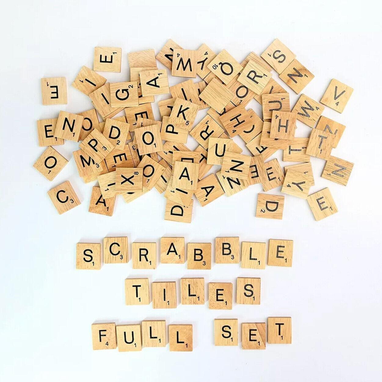20X Wooden Alphabet Scrabble Tiles A-Z Letters and Numbers DIY Craft Game Pieces - 100pcs PACK