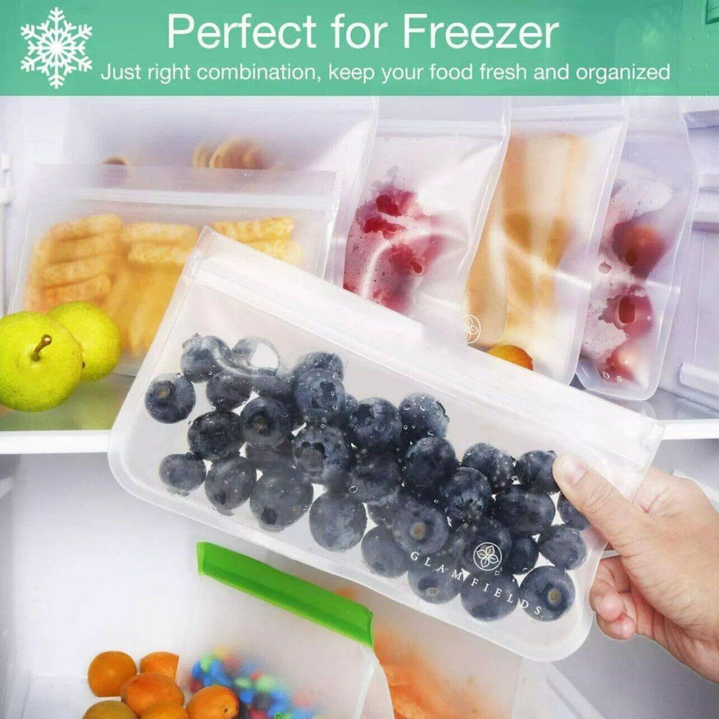 10-40PCS PEVA Food Storage Bags Reusable Zip Lock Pouch Fresh Sealer - 6PCS Large+4 PCS Small