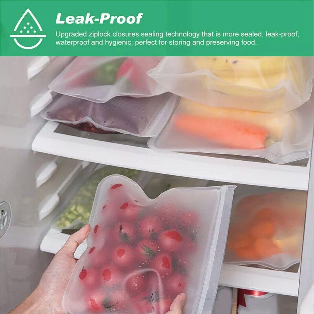 10-40PCS PEVA Food Storage Bags Reusable Zip Lock Pouch Fresh Sealer - 6PCS Large+4 PCS Small