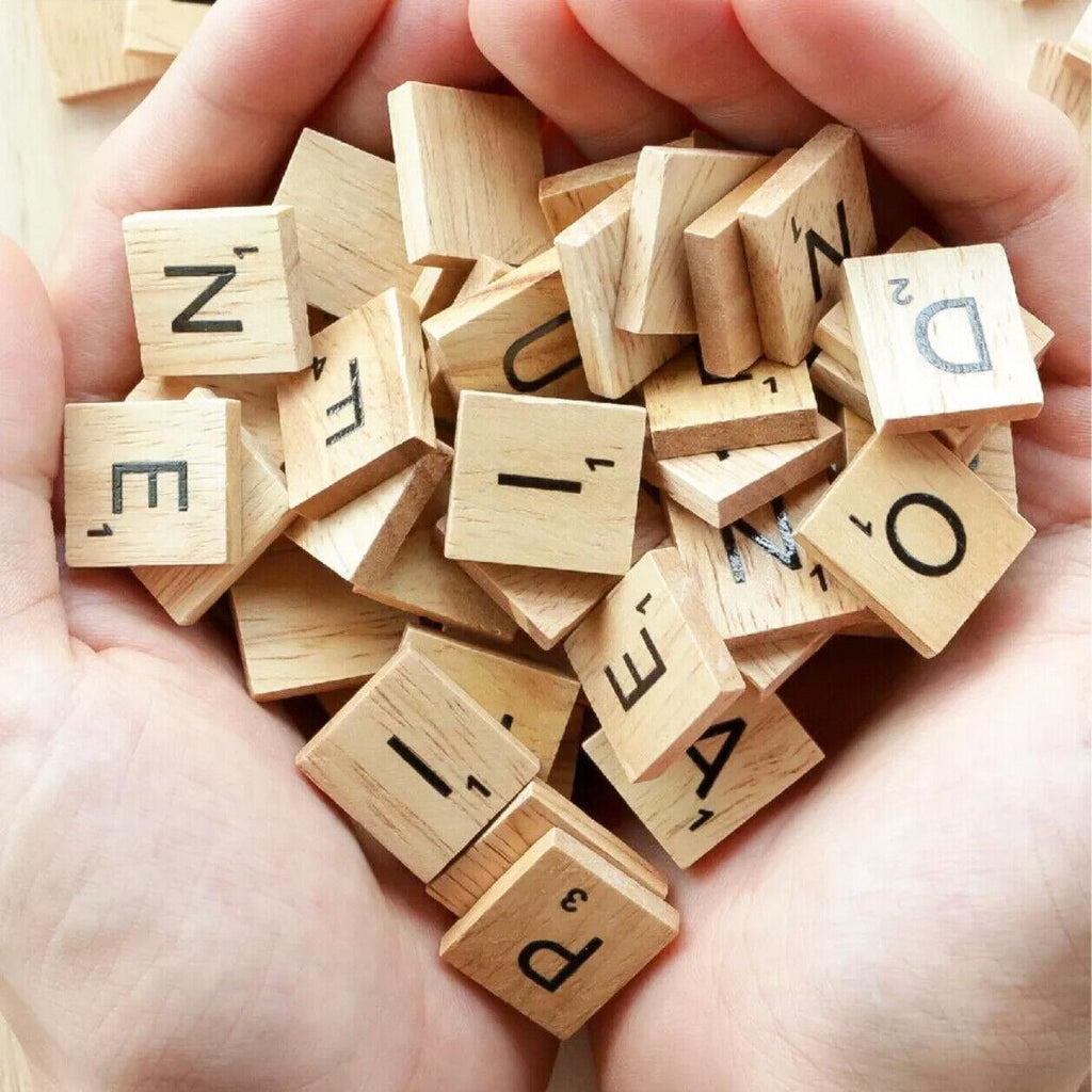 20X Wooden Alphabet Scrabble Tiles A-Z Letters and Numbers DIY Craft Game Pieces - Letter E 20pcs