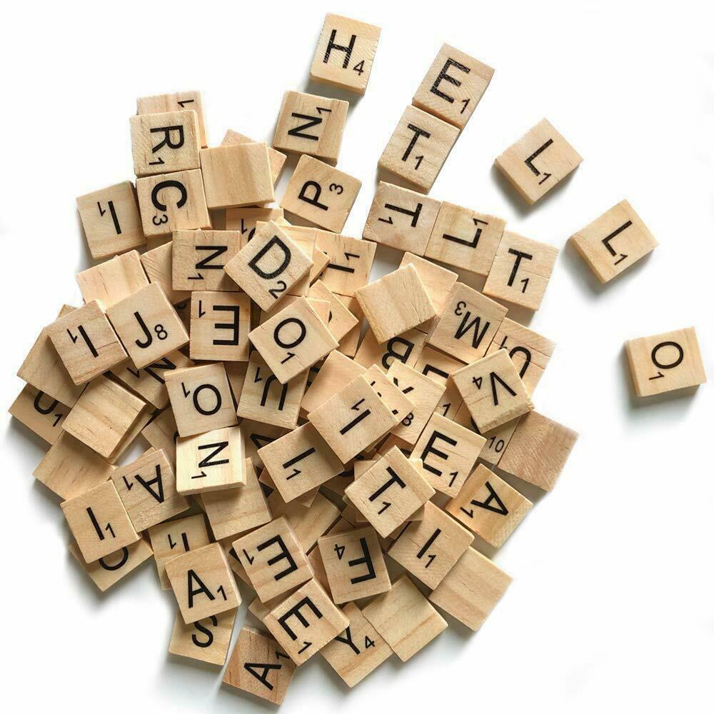 20X Wooden Alphabet Scrabble Tiles A-Z Letters and Numbers DIY Craft Game Pieces - Letter F 20pcs
