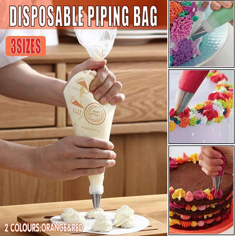 100-200Pcs Disposable Piping Bags For Cake Decor Icing Frosting Piping Nozzles - Red-Small *100 PCS