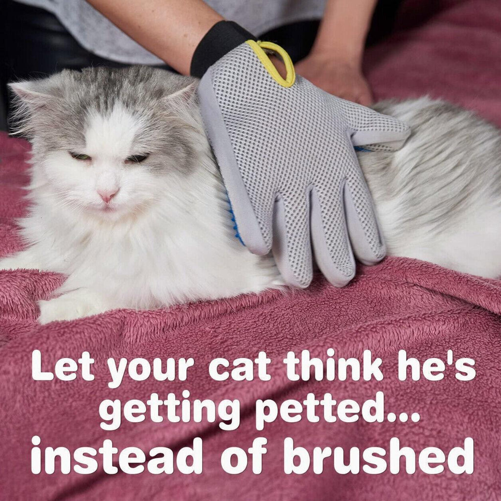 Pet Dog Cat Massage Hair Removal Grooming Comb Touch Cleaning Brush Magic Glove - Red Left Hand