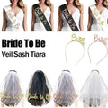 Bride To Be Hen Veil Sash Tiara Hens Night Bridal Shower Kitchen Tea Accessories - Package 2