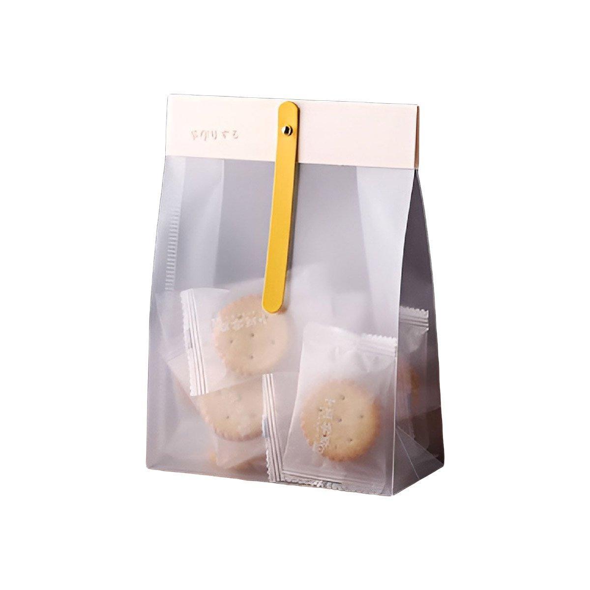 50pcs Transparent Snack Bags Biscuit Candy Bags Resealable Food Packaging - Orange