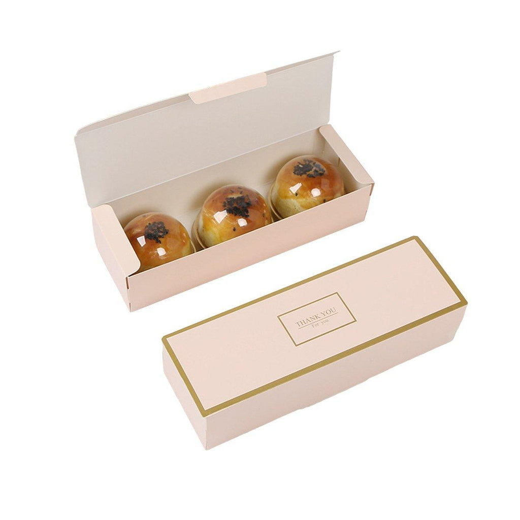 25pcs Long Strip Clamshell Packaging Box 3-Compartment Dessert Storage Box - Marble
