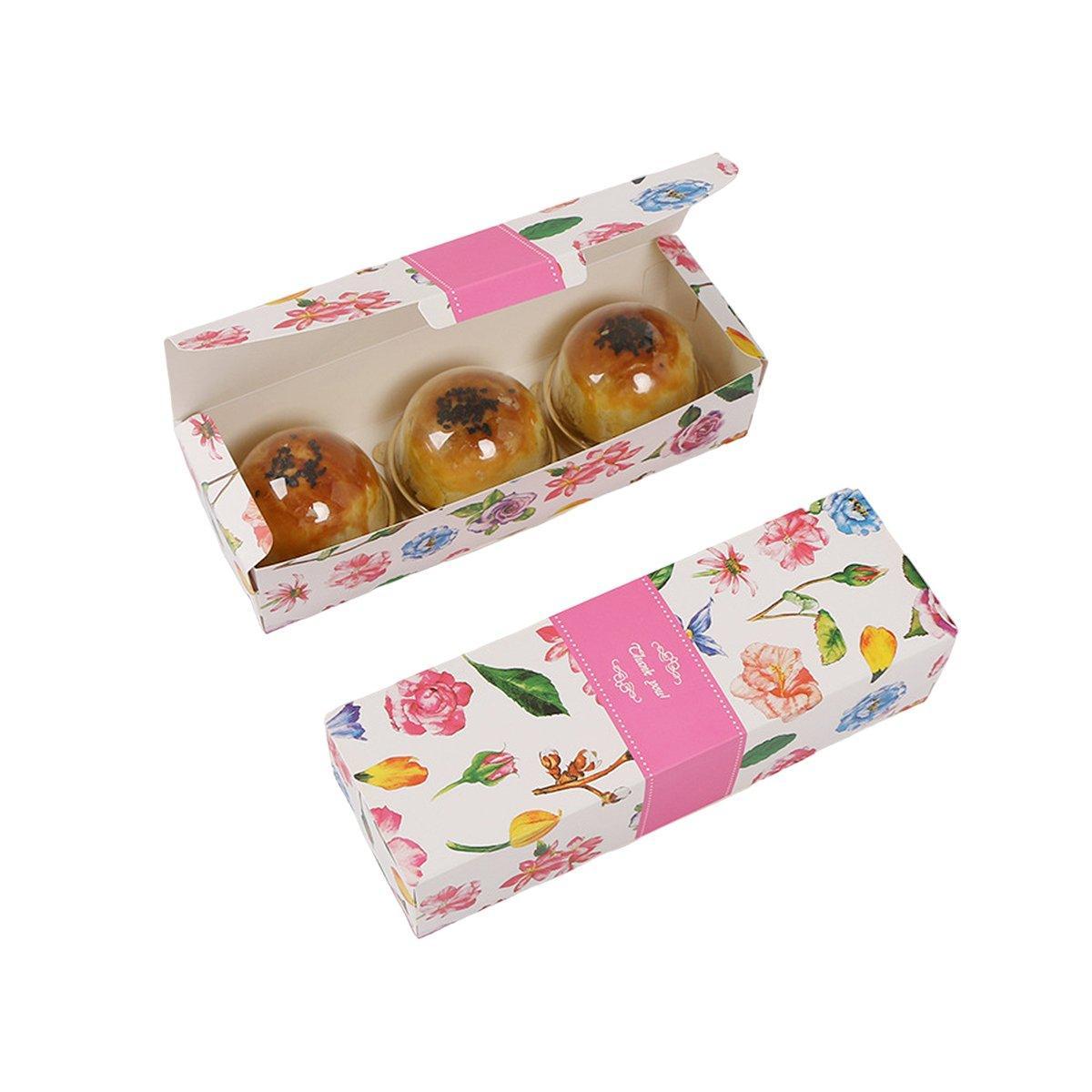 25pcs Long Strip Clamshell Packaging Box 3-Compartment Dessert Storage Box - Marble