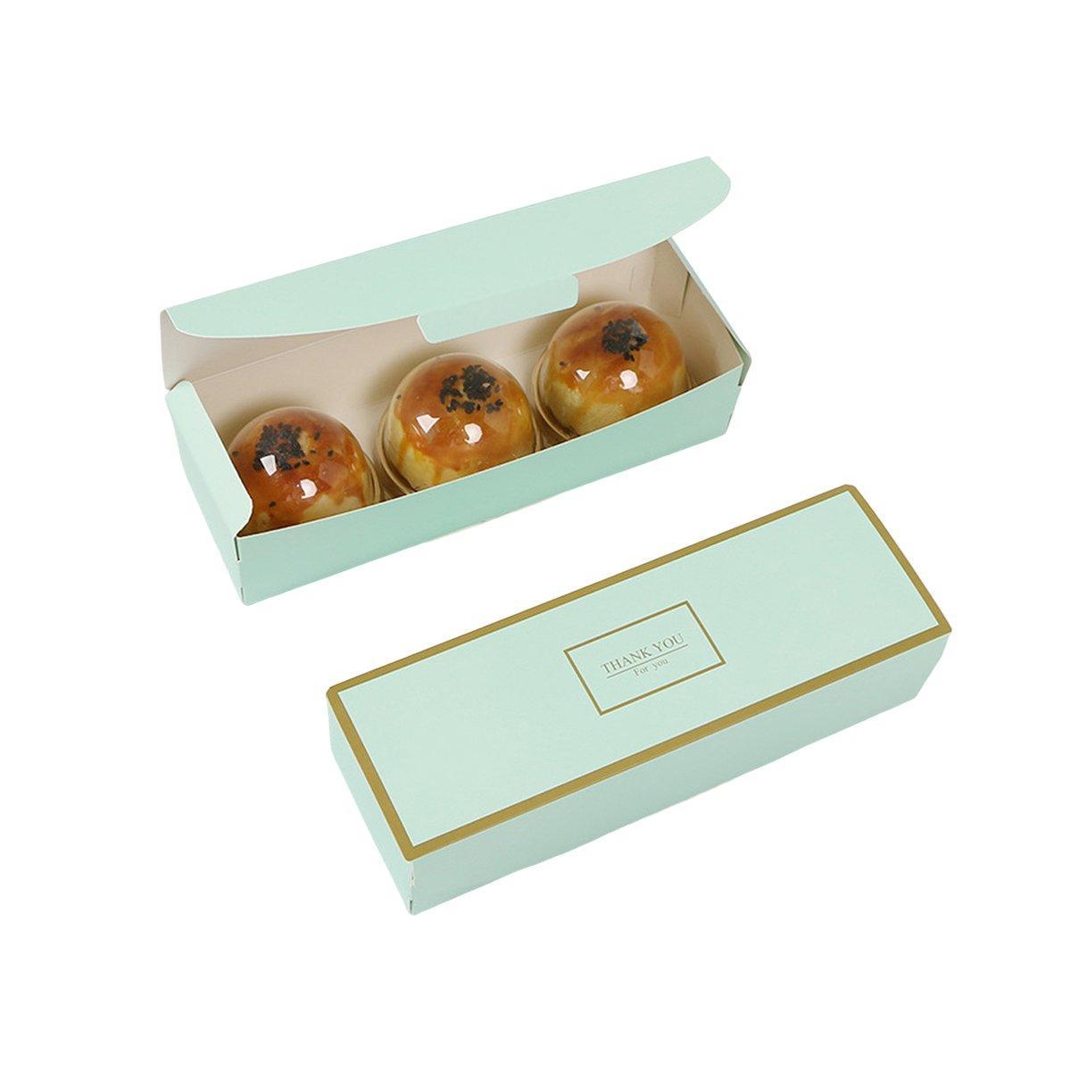 25pcs Long Strip Clamshell Packaging Box 3-Compartment Dessert Storage Box - Pink
