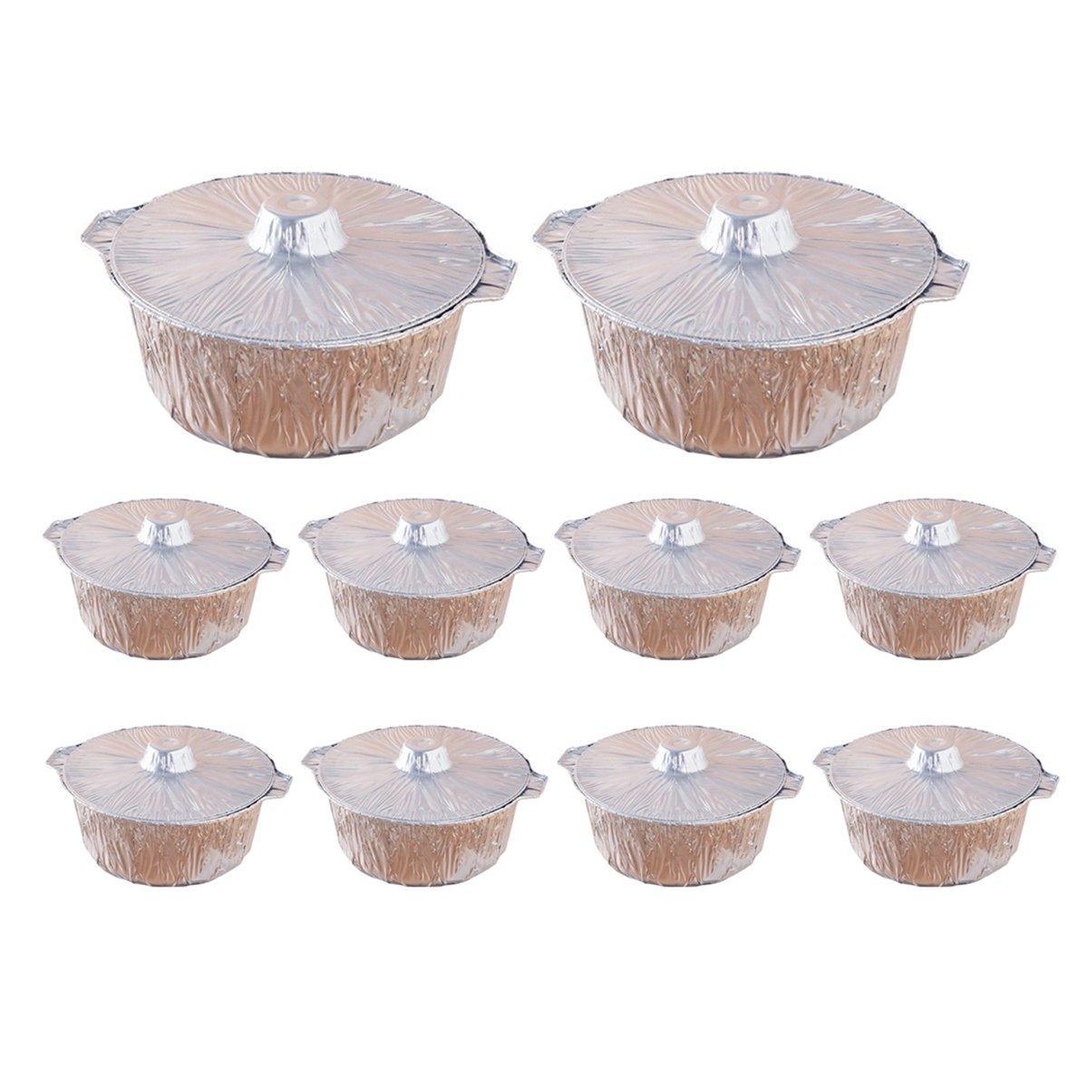 10PCS Duty Aluminum Foil Pots for Hotpot Camping Picnic Tinfoil field cutlery - 4000ml