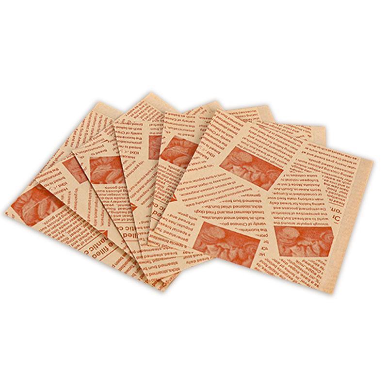200PCS Vintage Newspaper Print Kraft Paper Bags Eco-Friendly Food Packaging - Paper-17*18cm-200PCS