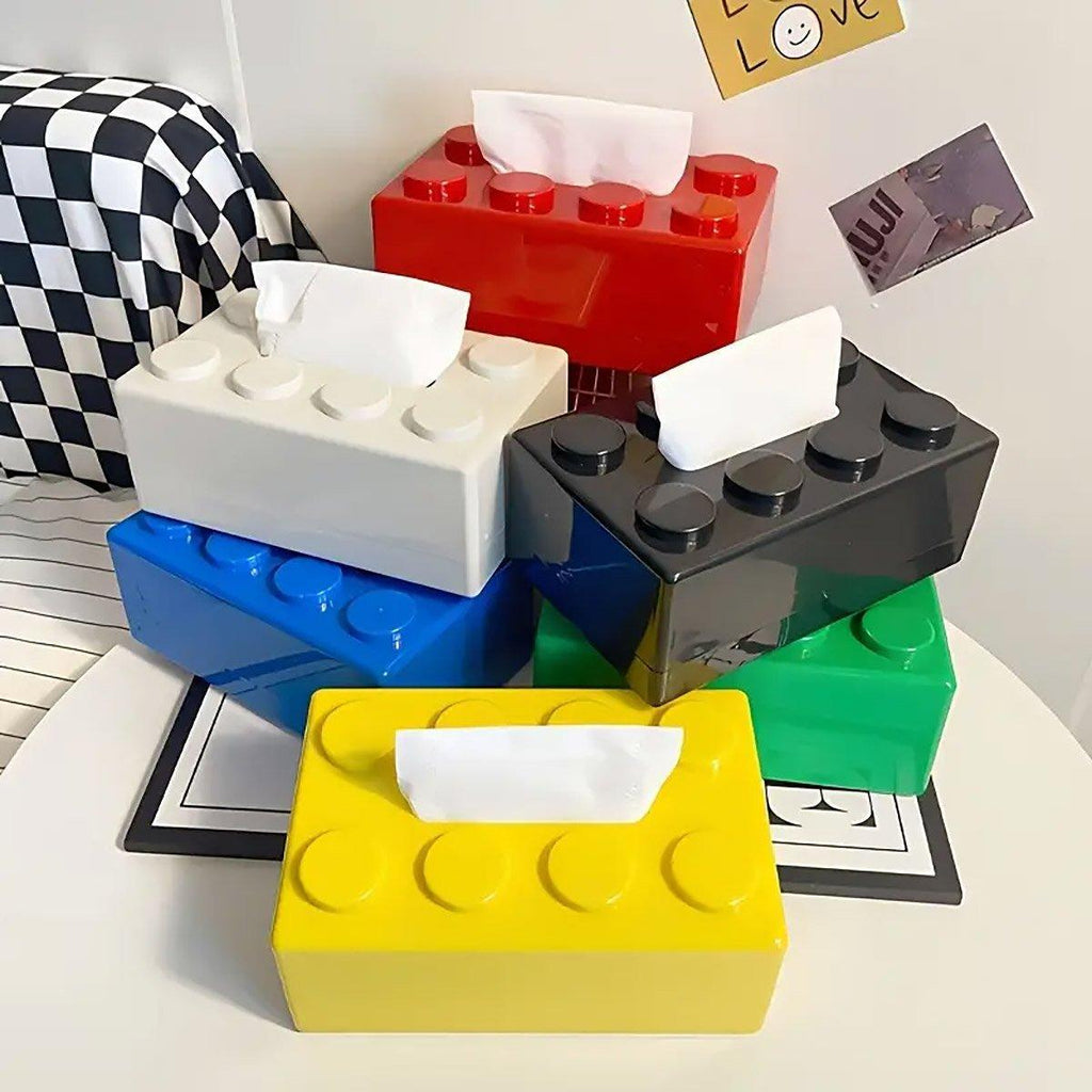 Tissue Box Cover Creative Building Block Cute Napkin Dispenser Holder Home Decor - Black