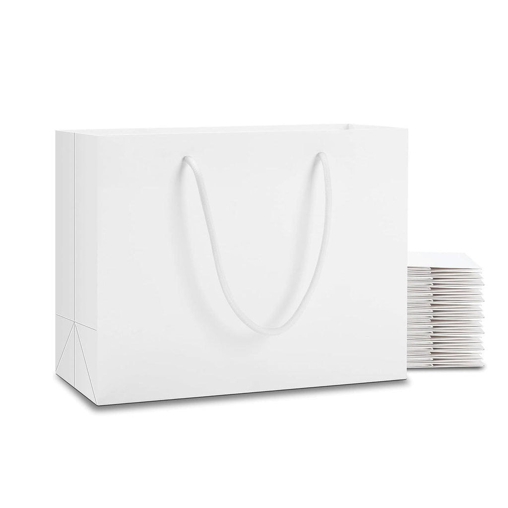50PCS Kraft Paper Gift Bags Custom Blank Shopping Handbags for Garment Packaging - 13x19x6cm