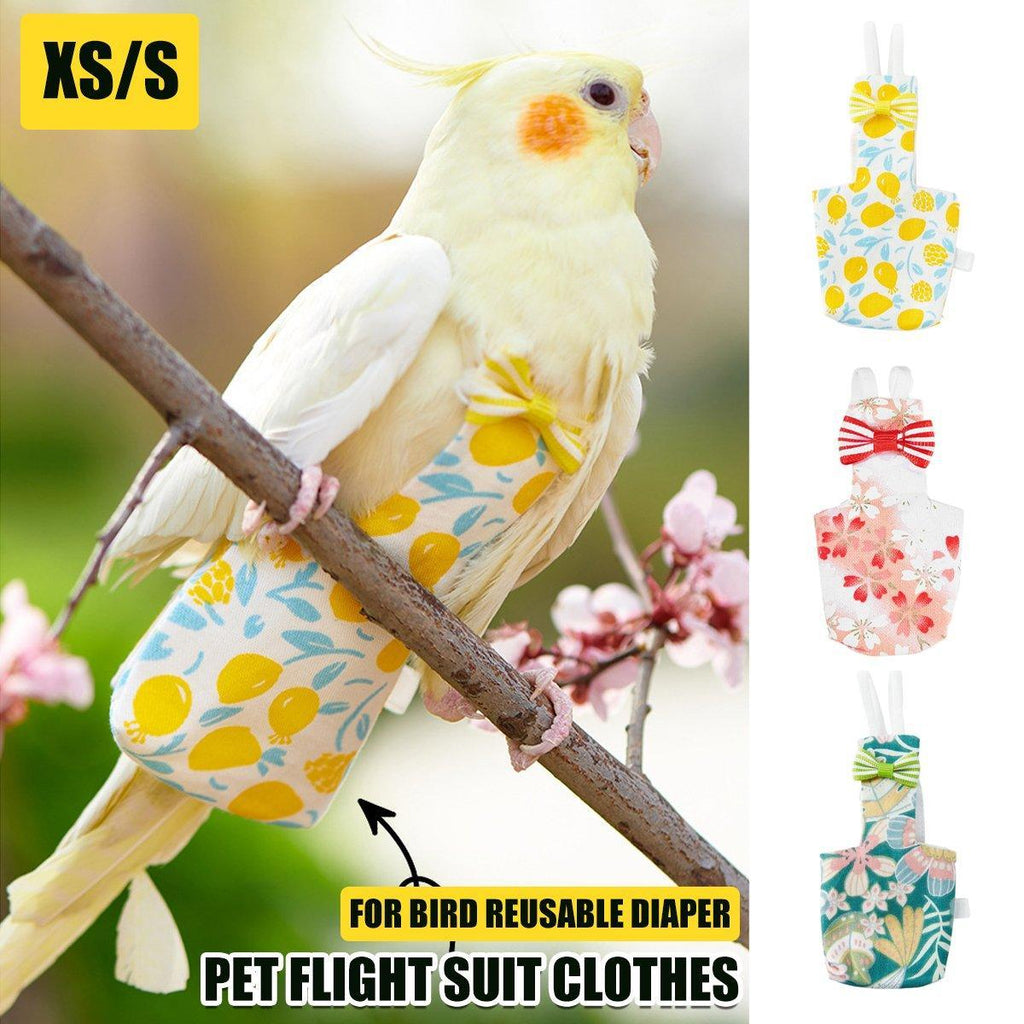 Adjustable Parrot Diaper Bird Flight Suit Tiger Skin Peony Special Supplies - Green-S