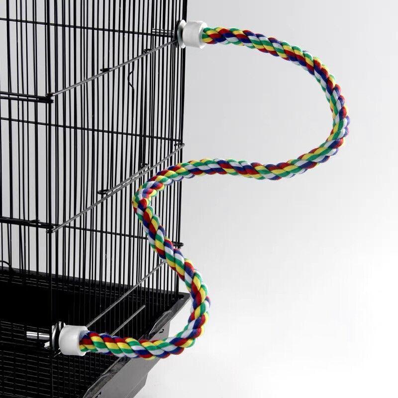 Parrot Rope Perch Colourful Bird Cage Toy Cotton Bungee Swing for Pet Birds - 105CM