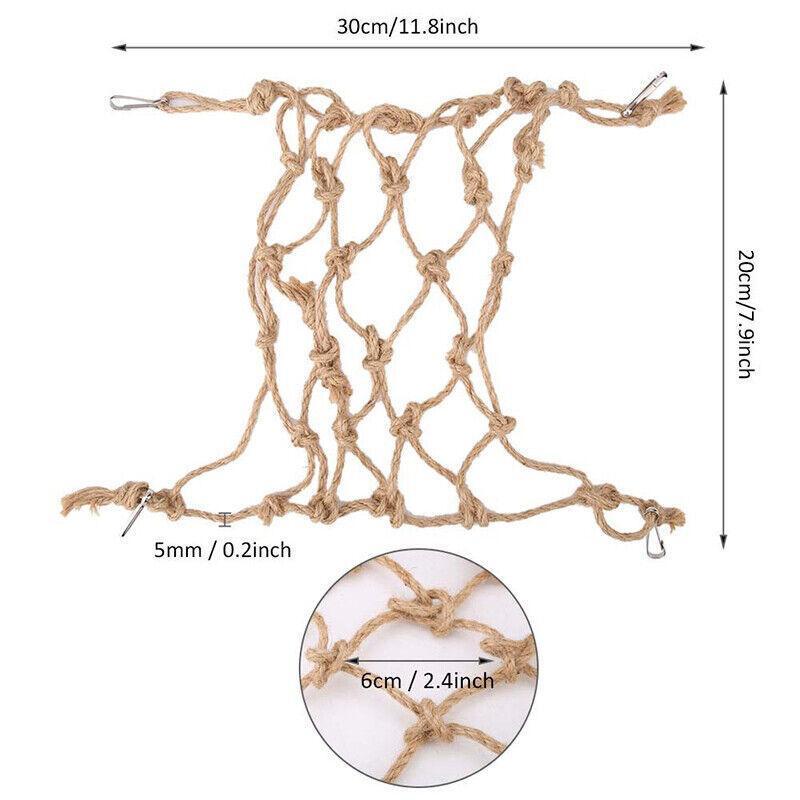 Hanging Climbing Net for Birds and Small Pets Cotton or Hemp Rope Cage Hammock - Hemp Rope