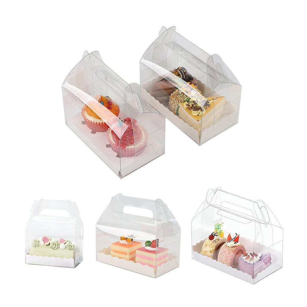 25pcs Transparent Portable Baking Box for Lasagna Mousse Cake Western Point Food - S(Flat Tray)