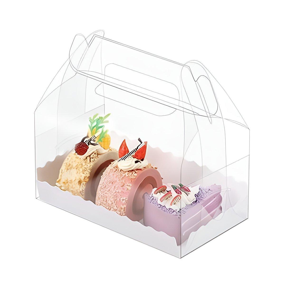 25pcs Transparent Portable Baking Box for Lasagna Mousse Cake Western Point Food - S(Flat Tray)