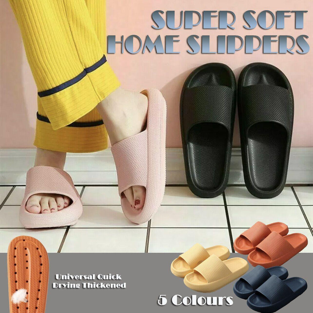 Ultra-Soft Pillow Slides EVA Slippers for Indoor Outdoor Use – Thick Anti-Slip Sole - Black 36-37