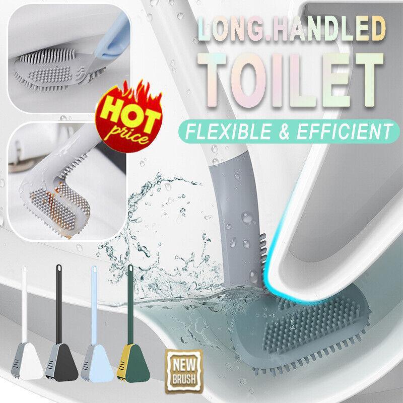 Golf Toilet Brush Long-Handled Toilet Brush Wall-Mounted Silicone Toilet Brush - Blue