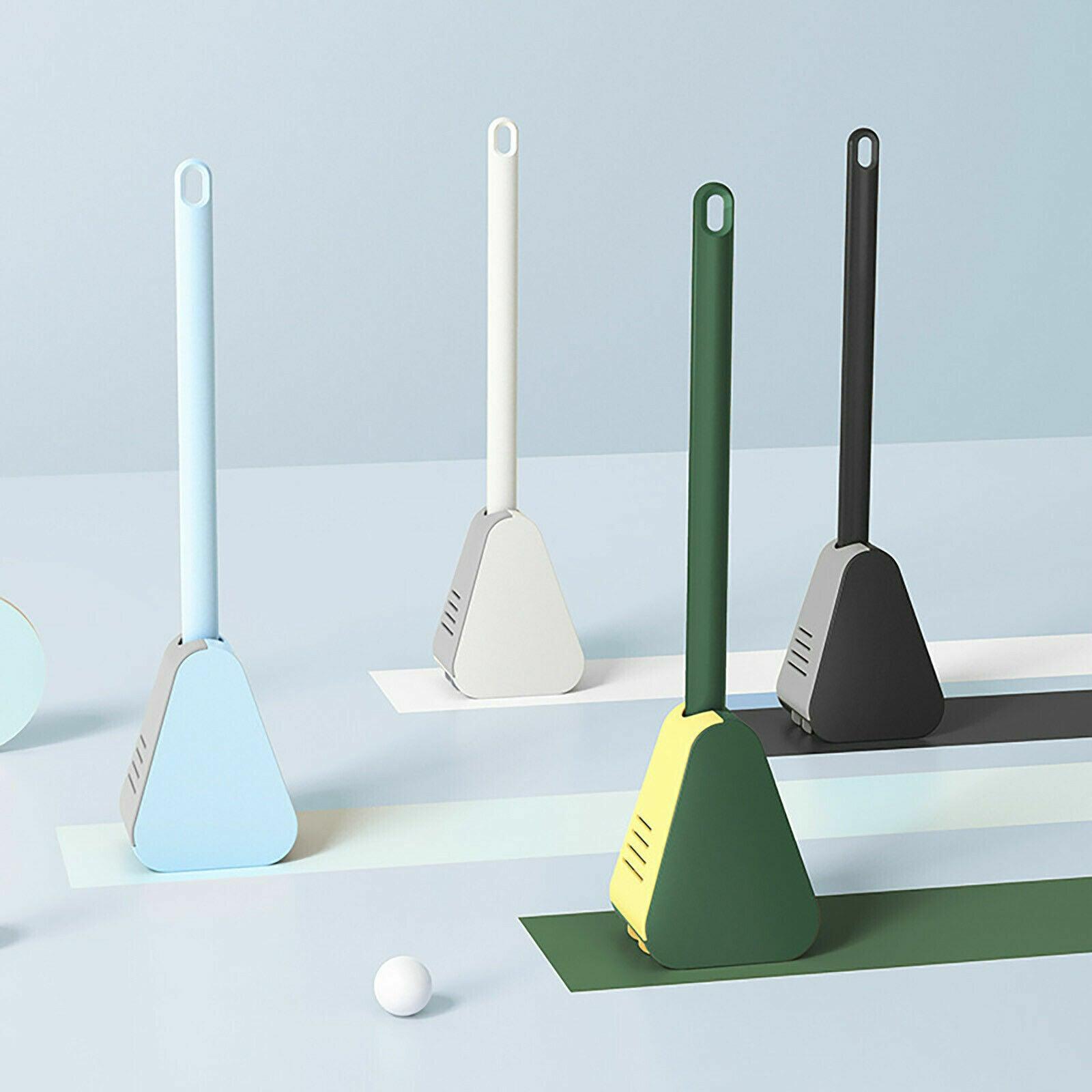 Golf Toilet Brush Long-Handled Toilet Brush Wall-Mounted Silicone Toilet Brush - Black