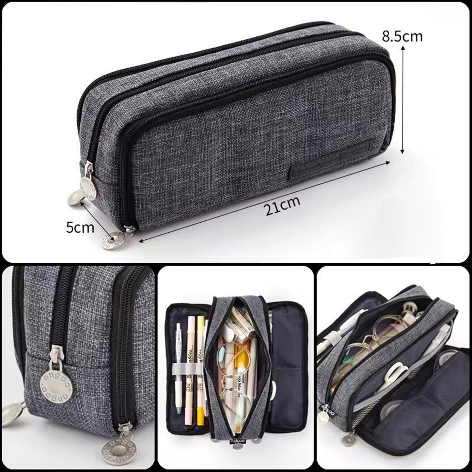 Zipper Pencil Case Large Capacity Storage Bag School Stationery Makeup Organizer - Green