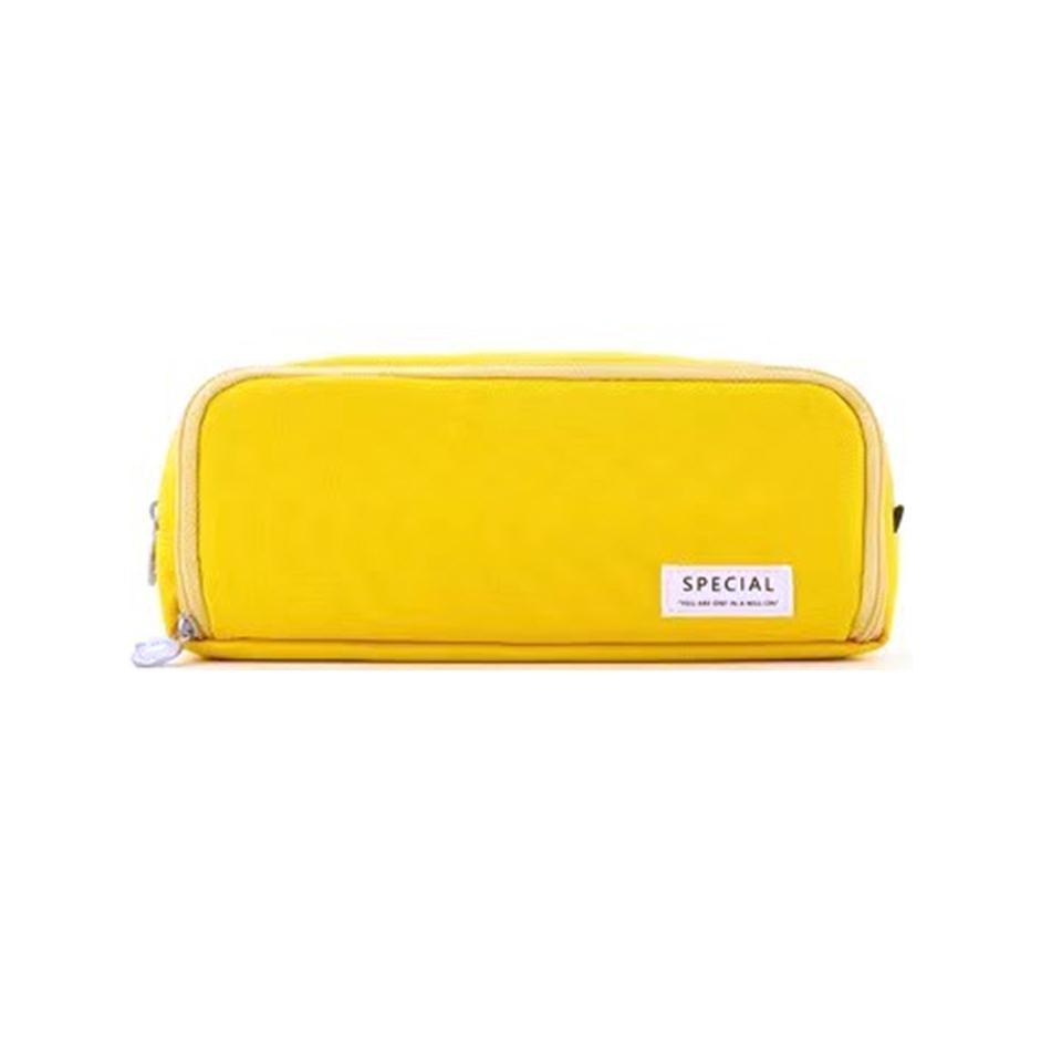 Zipper Pencil Case Large Capacity Storage Bag School Stationery Makeup Organizer - Yellow