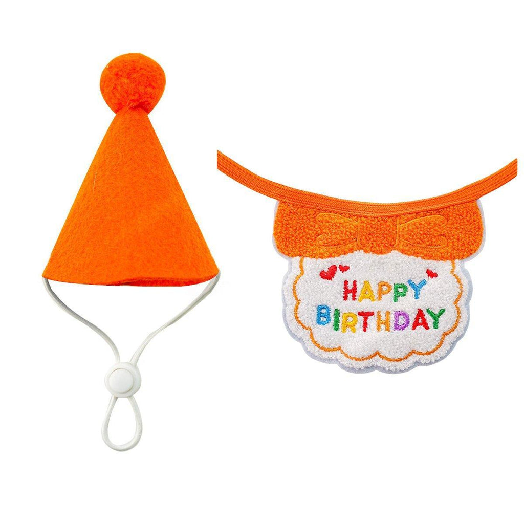 Pet Birthday Dog Cat Bib Scarf Hat Accessory Dogs Cats Celebration - Red