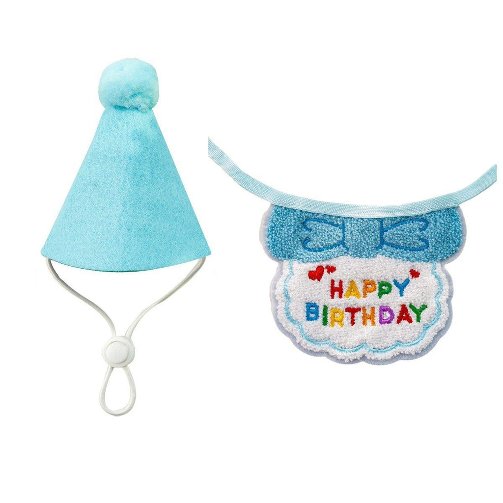 Pet Birthday Dog Cat Bib Scarf Hat Accessory Dogs Cats Celebration - Sky Blue