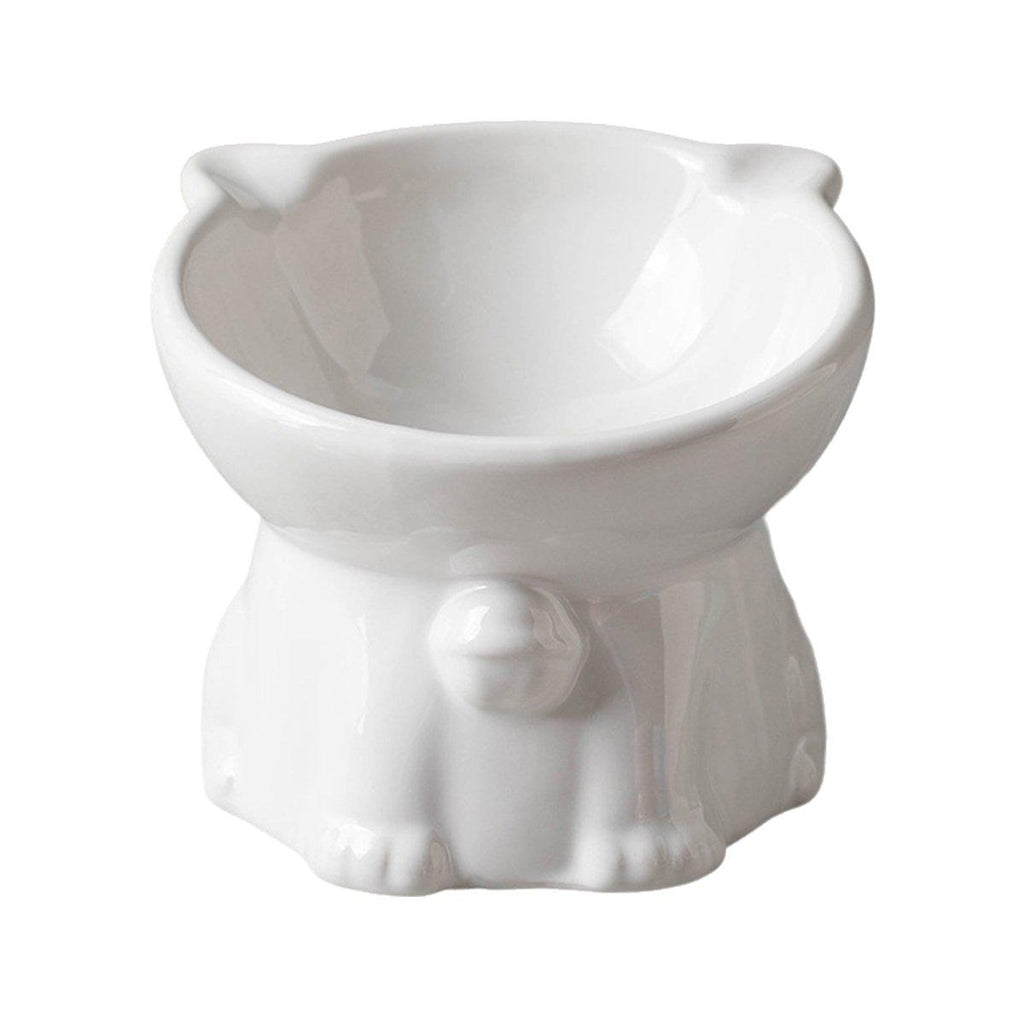 Ceramic Cat Bowl Cute Tall Raised Cat Food Bowl for Pets Eating Comfortably - Pink