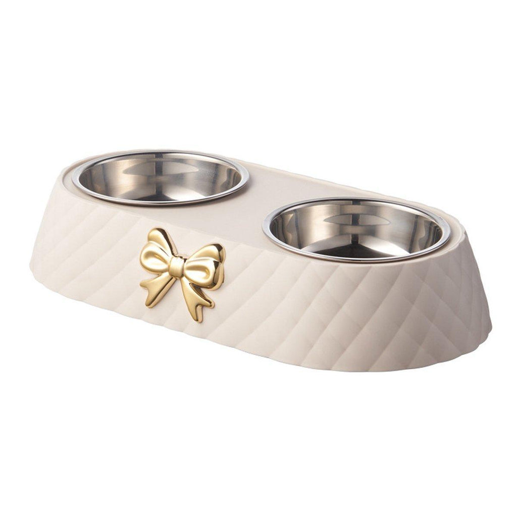 Stainless Steel Double Pet Bowl Non-Slip Anti-Knock Dog Cat Feeder Utensils - Green