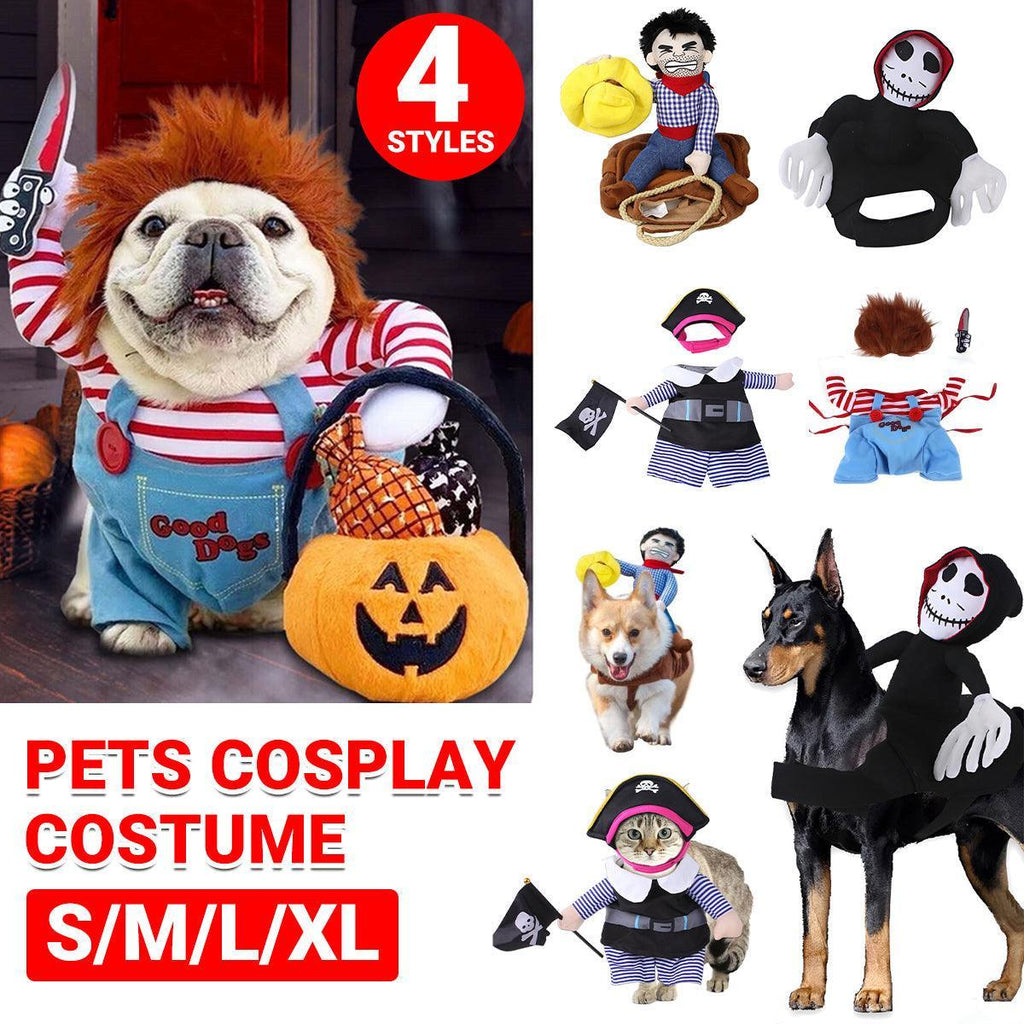 Halloween Dog Costume Pet Accessories Funny Dress Up for Small Medium Dogs - Deadly Doll-XL