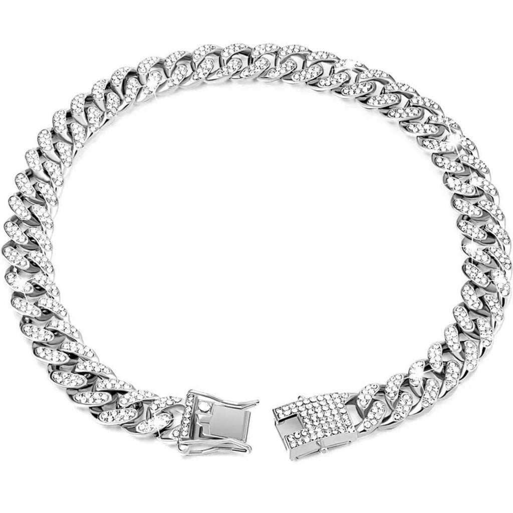 Cuban Chain Metal Dog Collar Pet Training Necklace for Small Medium Large Dogs - Gold-50cm