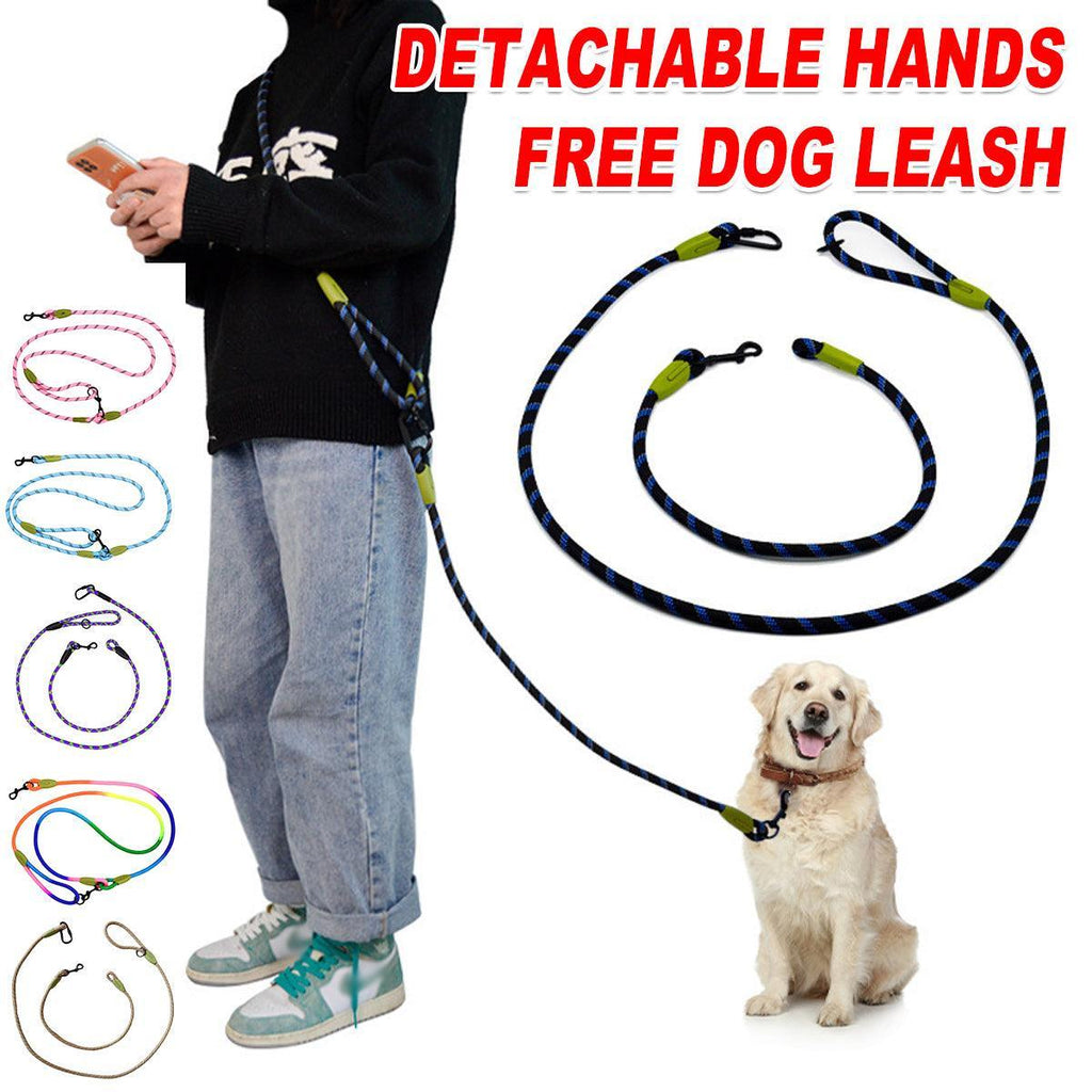 Adjustable Diagonal Dog Walking Leash Hands Free Crossbody Pet Lead Dogs - Pink