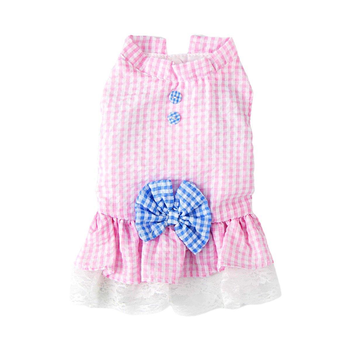 Cute Small Dog Dress Puppy Clothing Pet Apparel for Summer Fashion Outfit - Pink - L