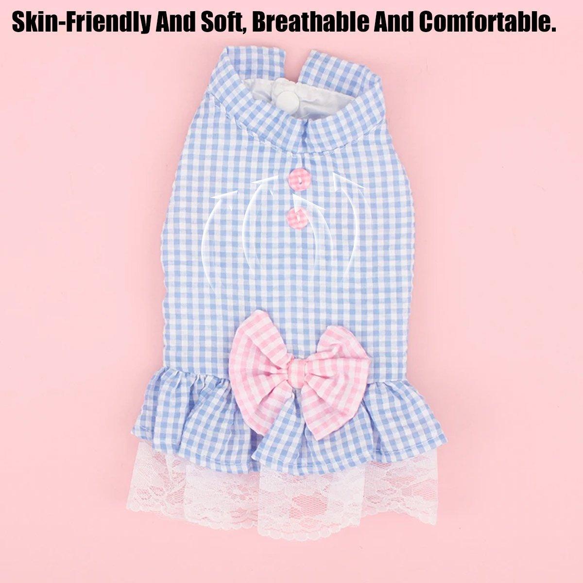 Cute Small Dog Dress Puppy Clothing Pet Apparel for Summer Fashion Outfit - Pink - S