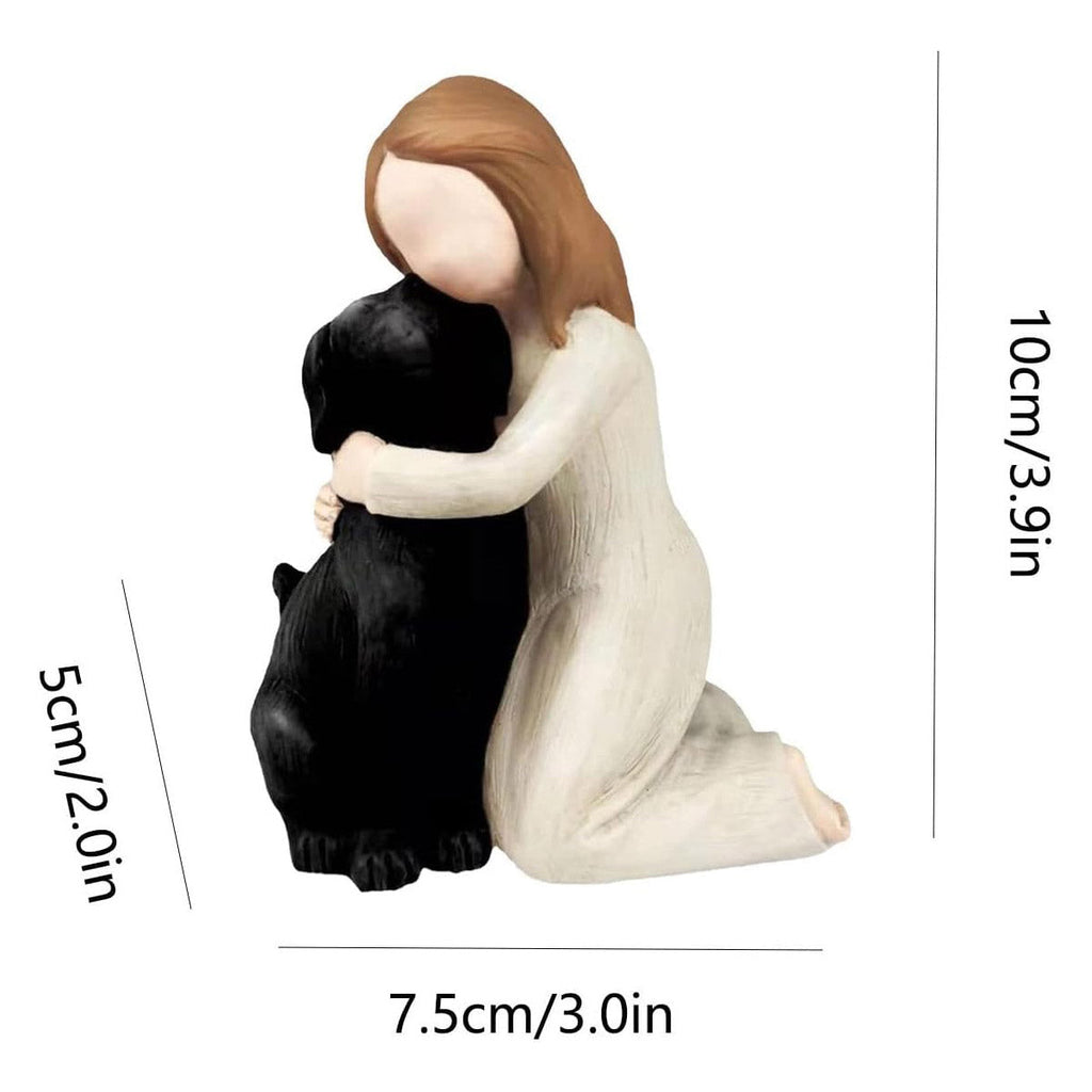 Girl Hugging Dog Ornament Decorative Figurine Resin Home Decoration Craft Gift - Yellow